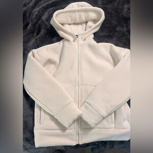 Zella Girls Cream Ribbed Hooded Zip-Up Sweatshirt/ jacket